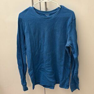 Arizona Jean Co Men's Shirt Large Blue Long Sleeve Crew Neck Waffle